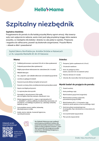 Szpital Bonifratów W Katowicach – Lista Do Szpitala Do Porodu - HelloMama