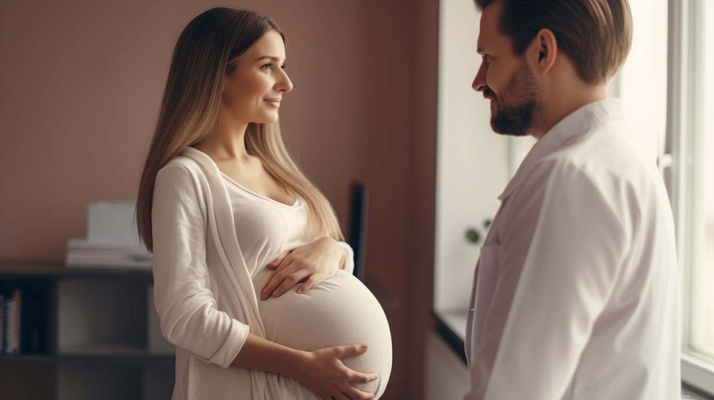 Kobieta w ciąży stoi obok mężczyzny
